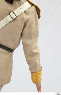  Photos Army man in cloth suit 2 18th century Army beige yellow and jacket historical clothing upper body 0010.jpg